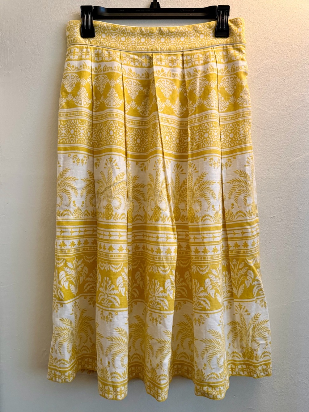 Ann Taylor Yellow Botanical Pleated A-Line Skirt size 4P